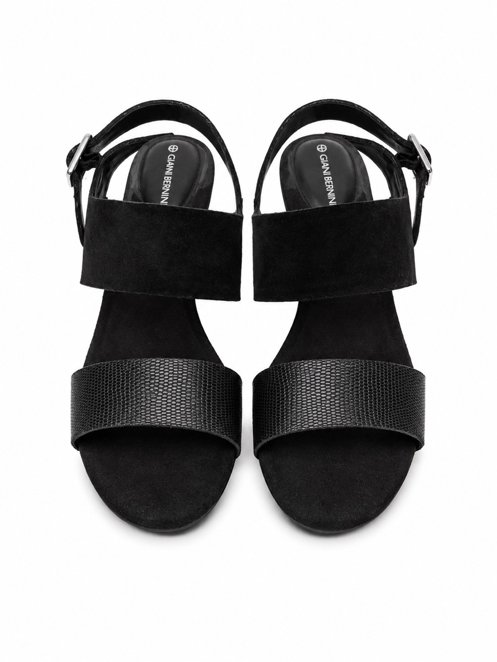 Giani Bernini Black Two-Strap Suede & Textured Sandals